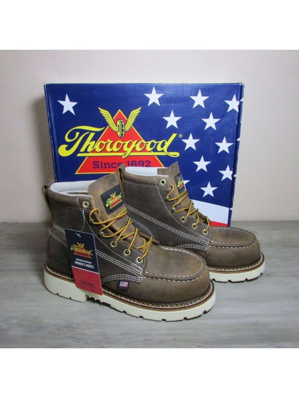 Thorogood Women's Steel Moc Toe 6" Harker Lace Up Work Boot Crazy Horse 504-4375